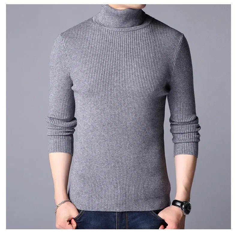 1 Pc Men's Ribbed Plain Highneck